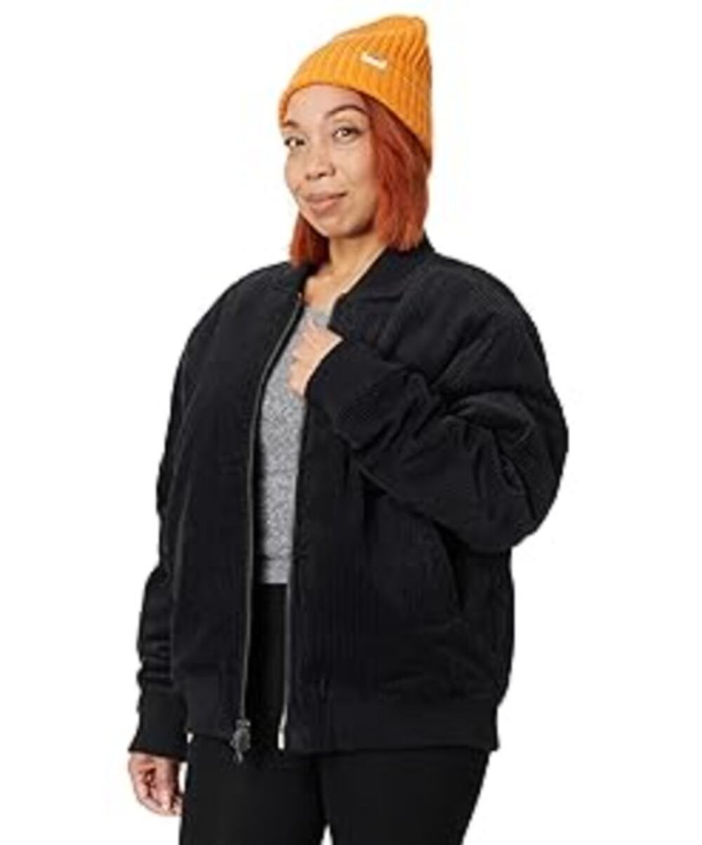 LABEL Unisex Go-To Corduroy Bomber Jacket XS Black Full Zip Long Sleeve NWT